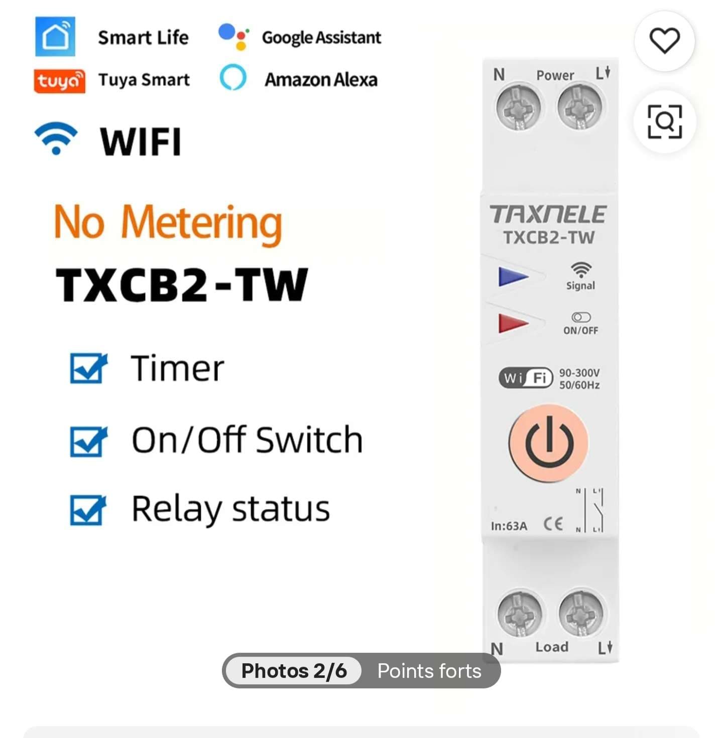 Contacteur 60A AC-3 + Relai WiFi 110V — Démarrage à distance